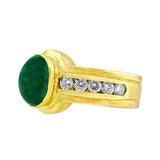 Estate Cabochon Emerald Diamond Ring