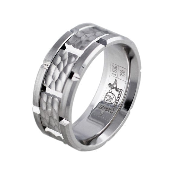 Hammered 18k White Gold Link Band