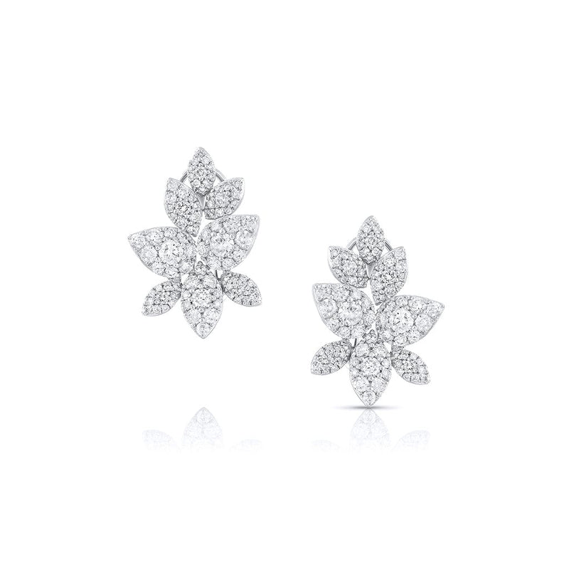 18K White Gold Cluster Diamond Pear Marquise Earrings