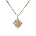 18k White Yellow Gold Yellow White Pave Diamond Square Necklace