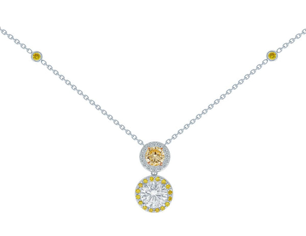 Rivière Platinum Fancy Yellow-Orange Diamond Necklace, GIA Certified