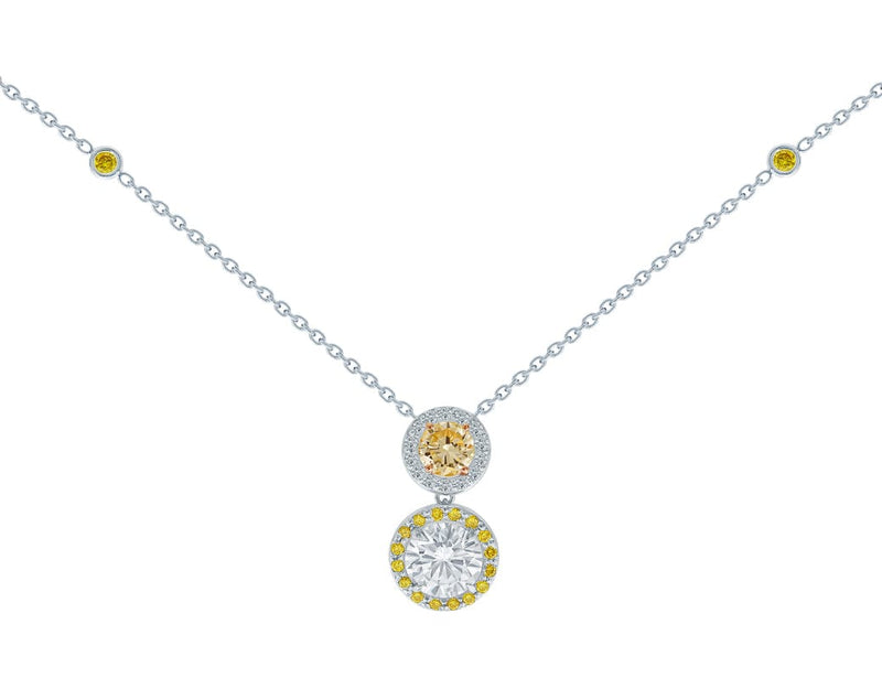 Rivière Platinum Fancy Yellow-Orange Diamond Necklace, GIA Certified