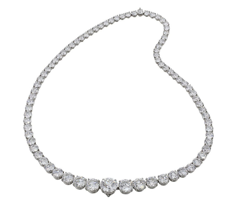 1970s Exceptional White Princess Cut Diamond Riviere Tennis Necklace - Ruby  Lane