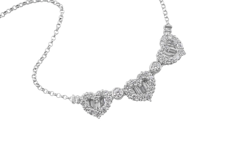 Diamond Three Heart Necklace