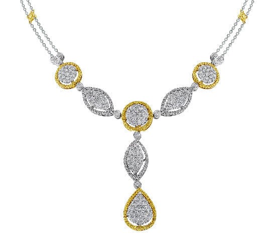 Yellow and White Diamond Detachable Drop Necklace