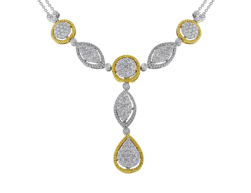 Yellow and White Diamond Detachable Drop Necklace