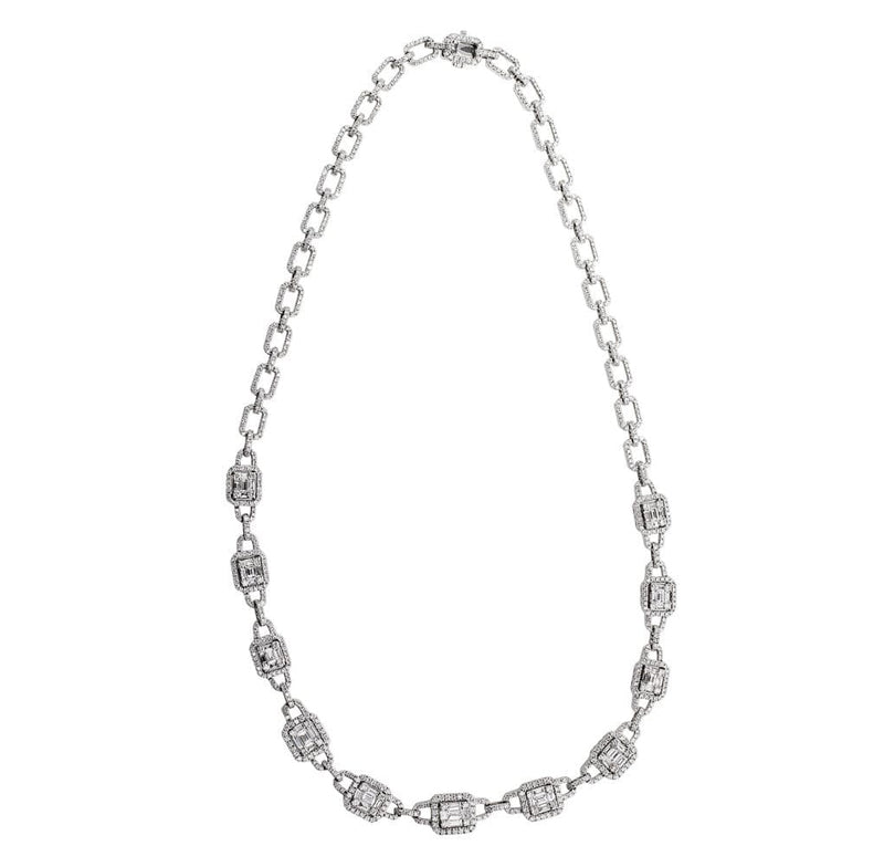 Round Baguette Diamond Necklace