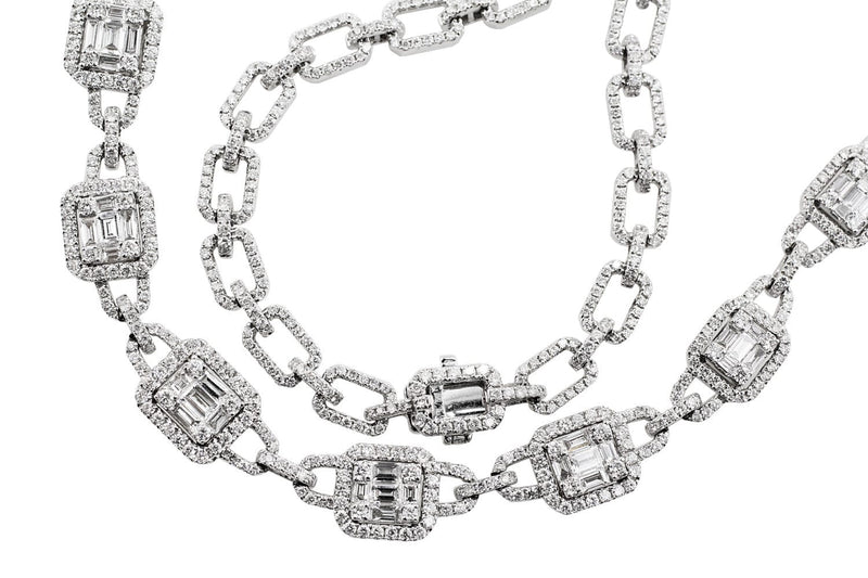 Round Baguette Diamond Necklace