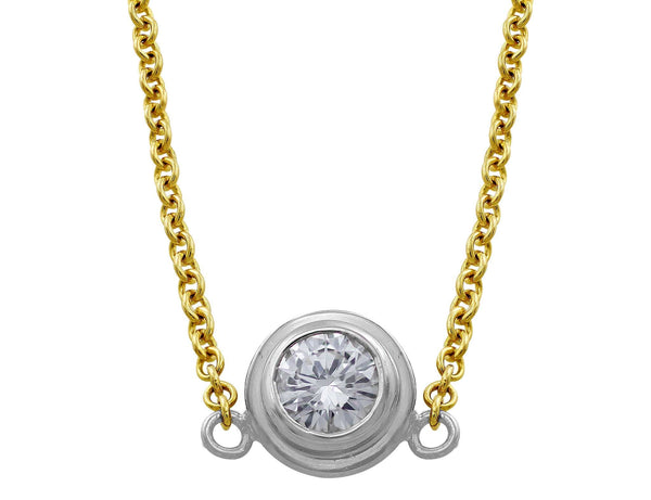 18kt Yellow Gold Diamond Solitaire Necklace