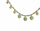 Yellow Gold Platinum Fancy Yellow Diamond Colombian Emerald Heart Drop Necklace