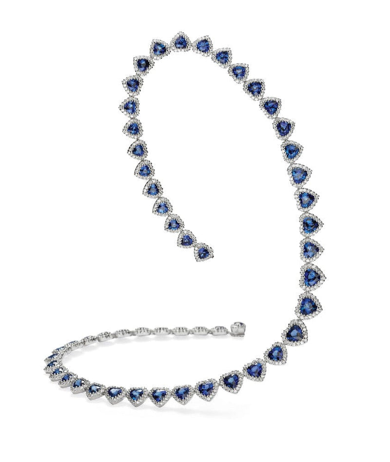 Heart Shape Sapphire Diamond Necklace