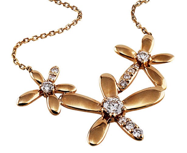 Rose Gold and Diamond Flower Necklace