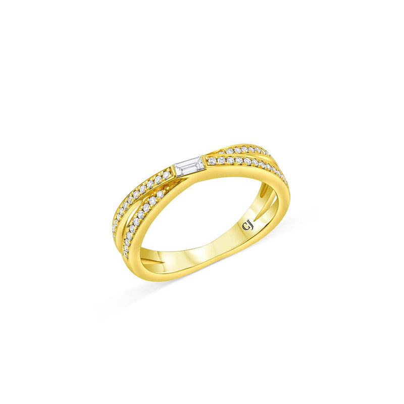 18K Yellow Gold 0.23ctw Diamond Overlap "X" Ring