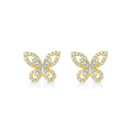 18K Yellow Gold 0.31ctw Diamond Butterfly Post Earrings