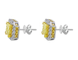 Yellow and White Diamond Filigree Stud Earrings
