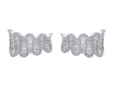 18k White Gold and Diamond Wave Earrings