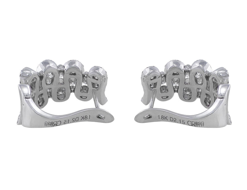 18k White Gold and Diamond Wave Earrings