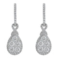 18k White Gold Diamond Cluster Teardrop Earrings