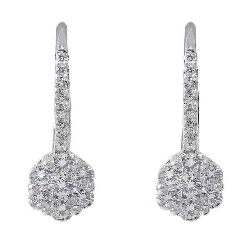 Diamond Flower Lever Back Earrings
