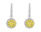 Octagonal Yellow Diamond Drop Earrings