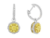 Octagonal Yellow Diamond Drop Earrings