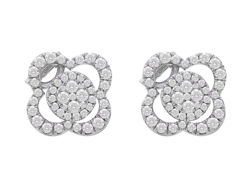 18kt White Gold Floral Diamond Earrings