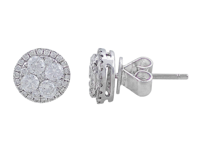 18kt White Gold Diamond Round Stud Earrings