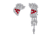 Estate 18kt White Gold Ruby & Diamond Earrings