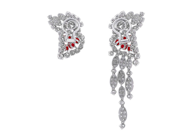 Estate 18kt White Gold Ruby & Diamond Earrings