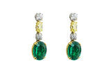 Natural Colombian Emerald and Fancy Color Diamond Earrings