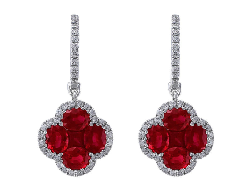 Ruby & Diamond Quatrefoil Earrings