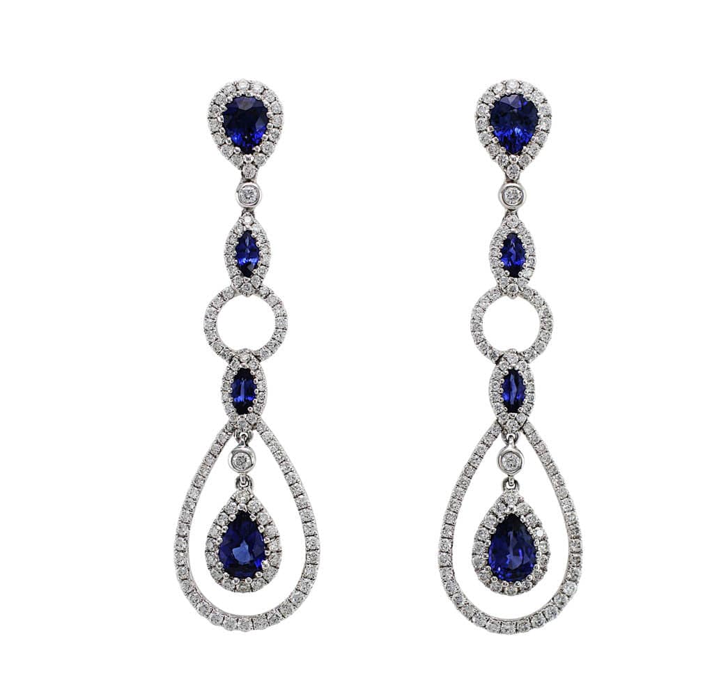 18k White Gold Sapphire Diamond Earrings – CJ Charles Jewelers