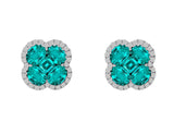 18kt White Gold Diamond & Emerald Studs