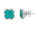 18kt White Gold Diamond & Emerald Studs