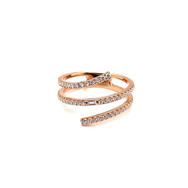 18K Rose Gold Diamond 3 Spiral Ring