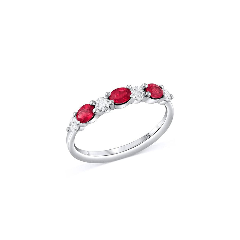 18K White Gold 0.60ct Ruby and 0.33ct Diamond Semi-Eternity Band