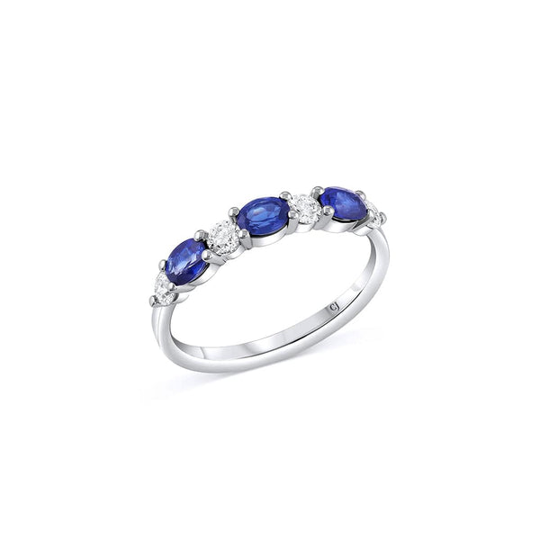 18K White Gold 0.74ct Sapphire and Diamond Semi-Eternity Band