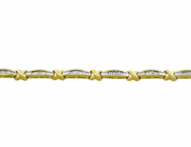 Estate 14kt Yellow & White Gold Diamond Bracelet