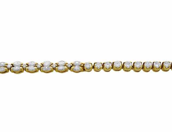Estate 18kt Yellow Gold Marquise & Round Brilliant Diamond Bracelet