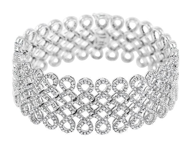 Wide White Gold Diamond Bracelet