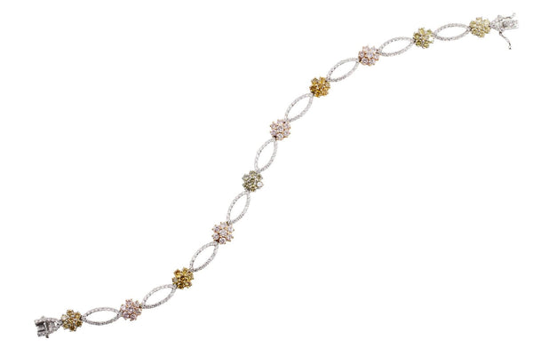 Fancy Color Floral Diamond Bracelet