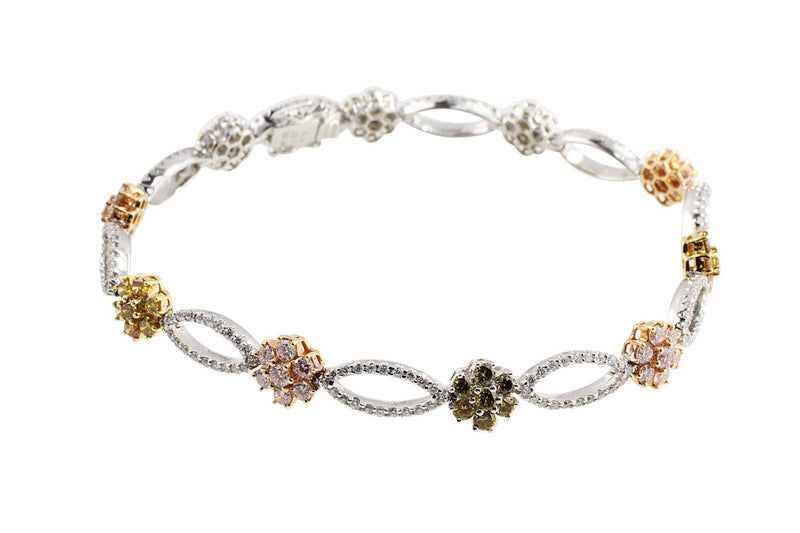 Fancy Color Floral Diamond Bracelet