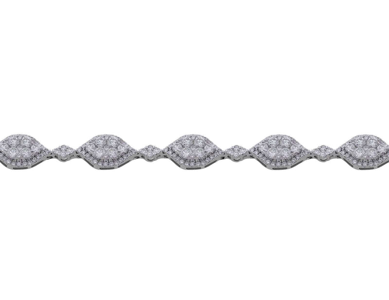 18k White Gold Diamond Marquise-Shaped Bracelet