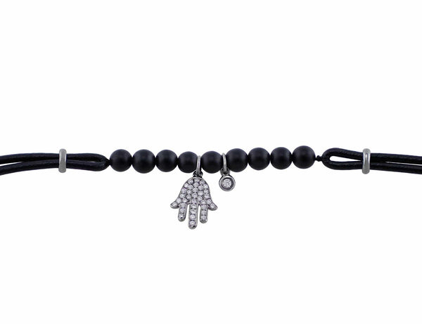 Hamsa Diamond Bead Cord Bracelet