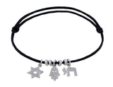 Jewish Diamond Cord Charm Bracelet