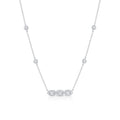 18K White Gold Diamond 3 Hexagon Bar Pendant Necklace