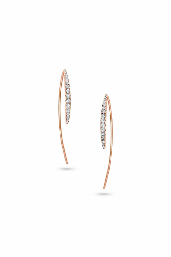 18kt Rose Gold Diamond Curve Earrings