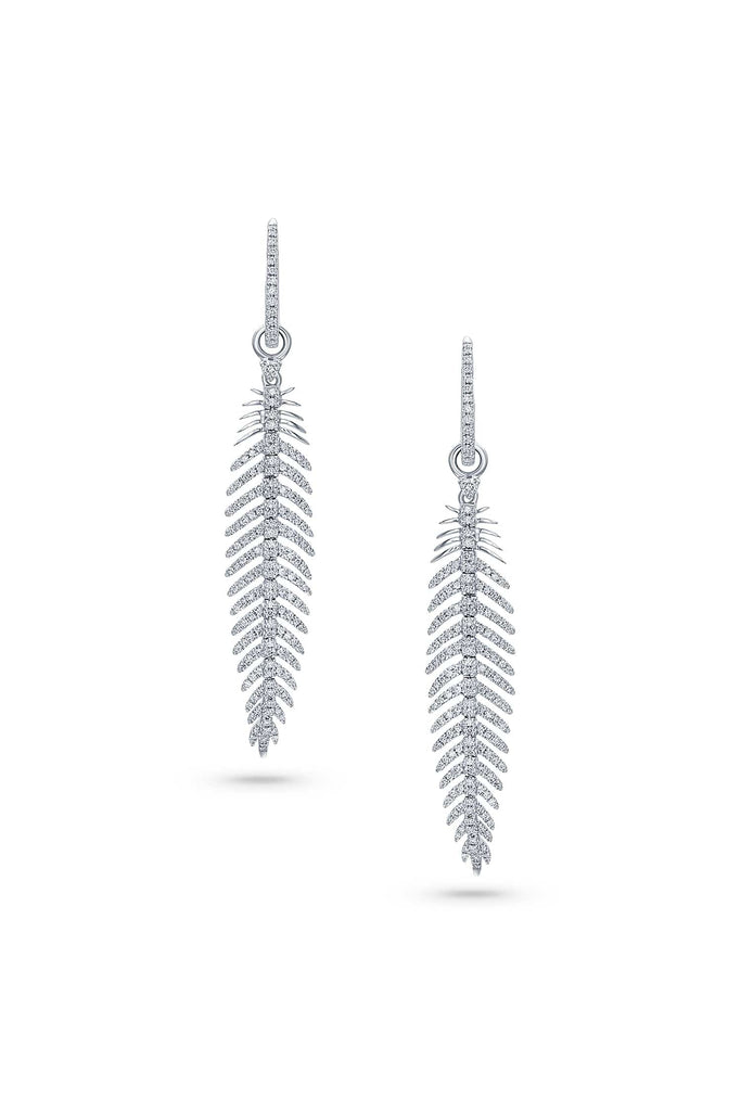 White gold online feather earrings