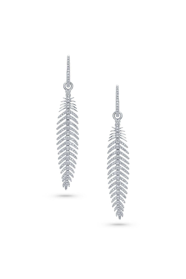 18kt White Gold Feather Earrings