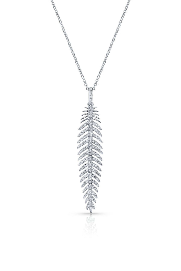18kt White Gold Feather Pendant